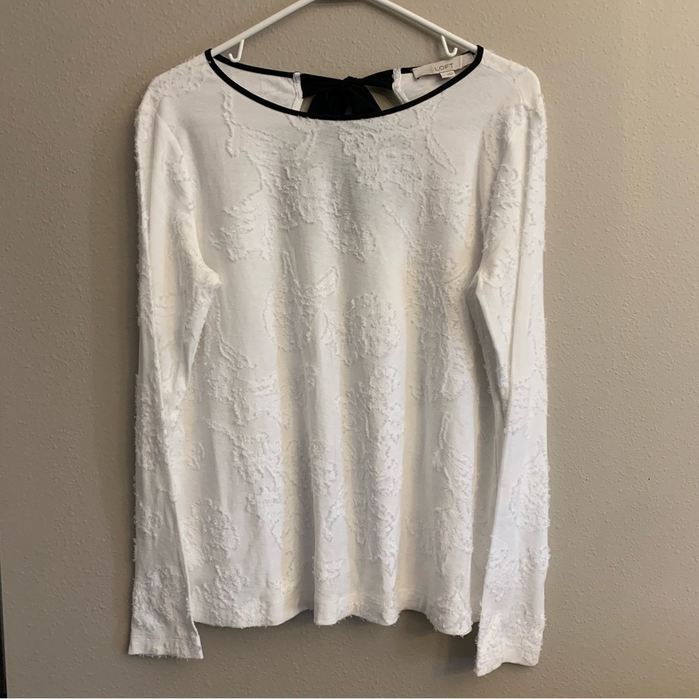NWT LOFT White and Black Tie Shirt Size Medium